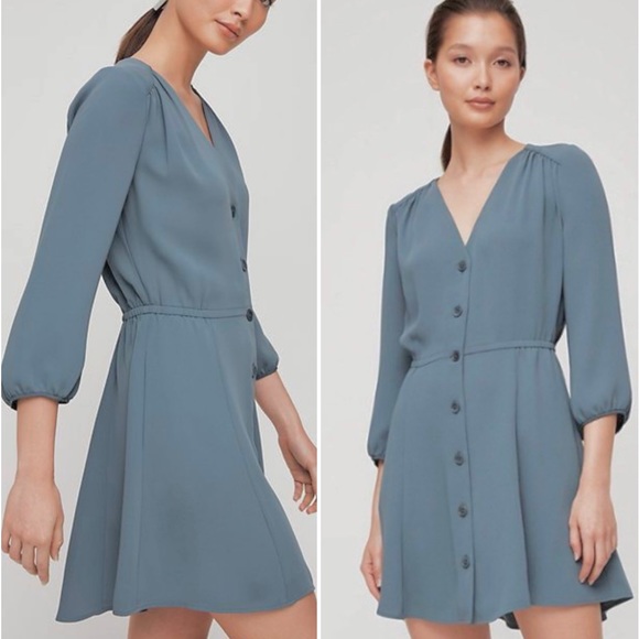 Babaton Dresses & Skirts - Aritza BABATON Day Dress 3/4 Sleeves Button Front Mini Career Dress Sz XS